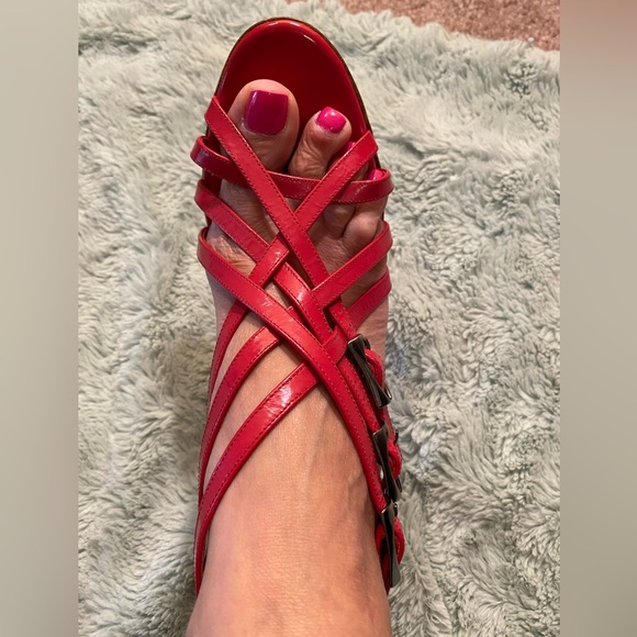 Manolo Blahnik RED Strappy Heels - Picture 10 of 16